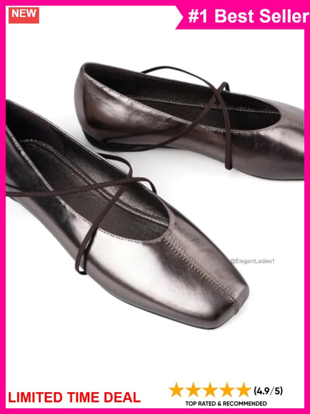 Women's Square Toe Ballet Flats Criss Cross Strap Mary Jane Shoes - Picture 5 of 6